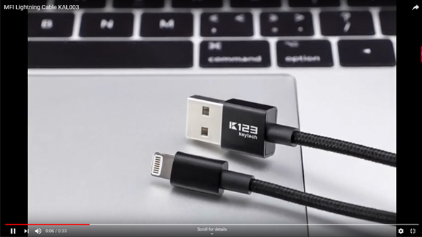 كابل برق تفاحة نايلون مجدول 2.4A