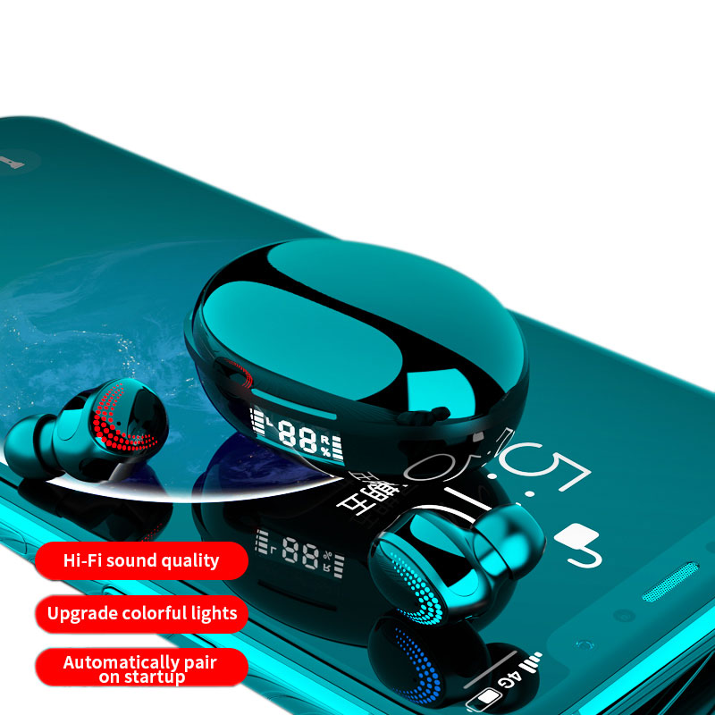 شاشة رقمية عالية الجودة إلغاء الضوضاء مقاومة للعرق مصغرة في الأذن tws سماعة ستيريو لاسلكية بلوتوث بلوتوث سماعات أذن لاسلكية حقيقية